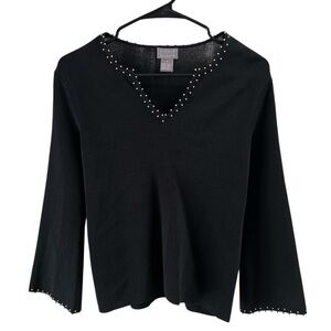 Sigrid Olsen black long sleeve blouse